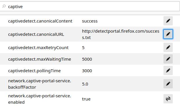 Firefox about:config captive search