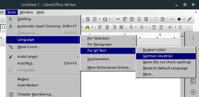 LibreOffice Rechtschreibprüfung ändern