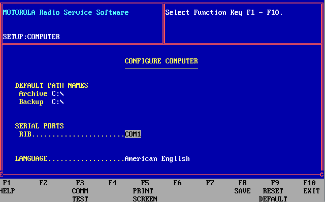 GP300 PC Configuration menu